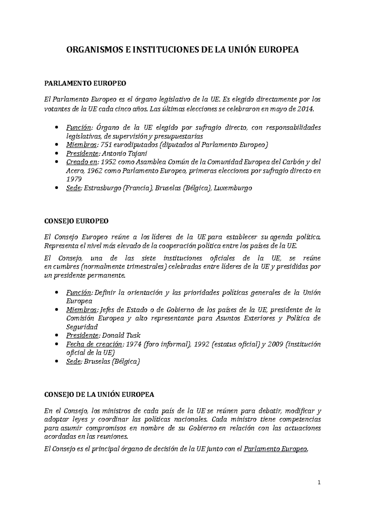 ORGANISMOS E INSTITUCIONES DE LA UNIÓN EUROPEA - ORGANISMOS E ...
