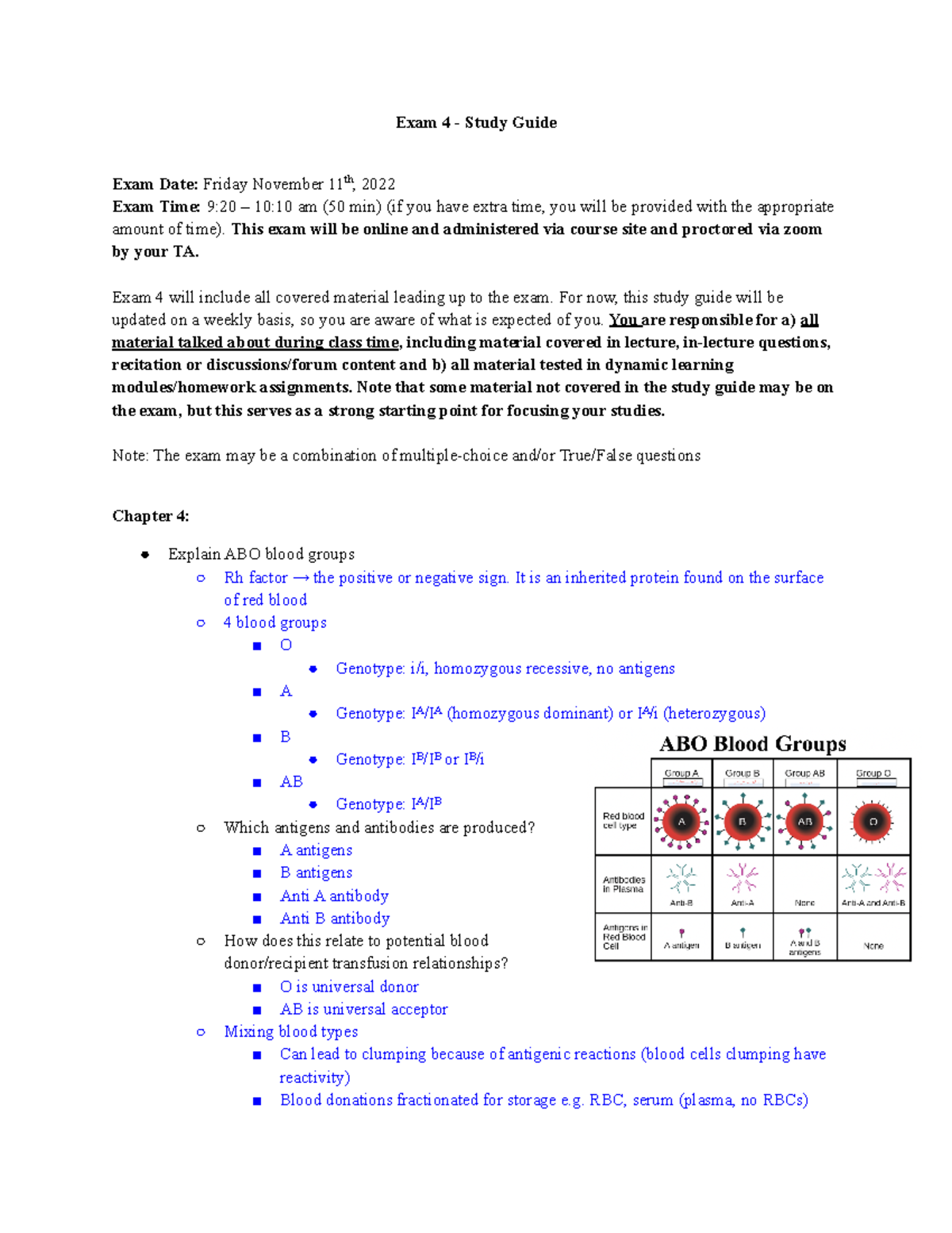 Exam 4 - Study Guide - Exam 4 - Study Guide Exam Date: Friday November ...