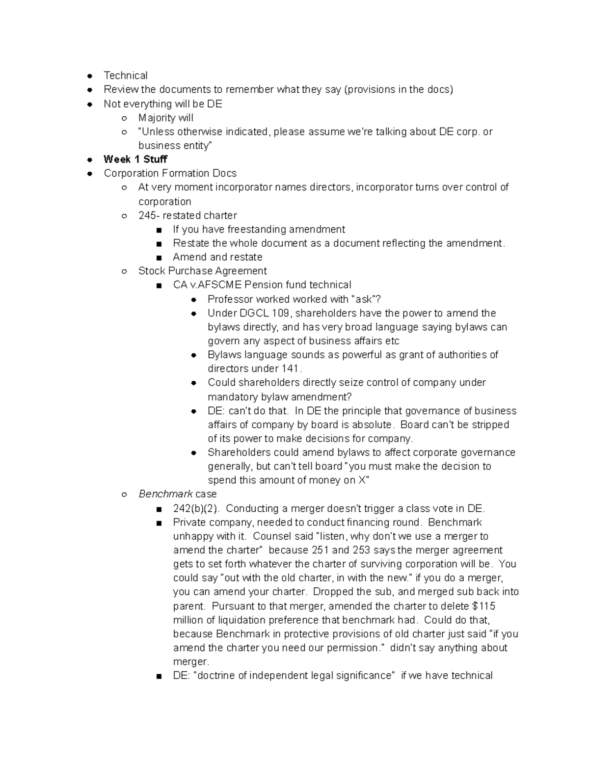 Final Review - Technical Review the documents to remember what they say ...