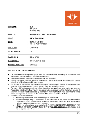 Human Rights Assignment 2022 - HUMAN RIGHTS/BILL OF RIGHTS (HRT41B0 ...