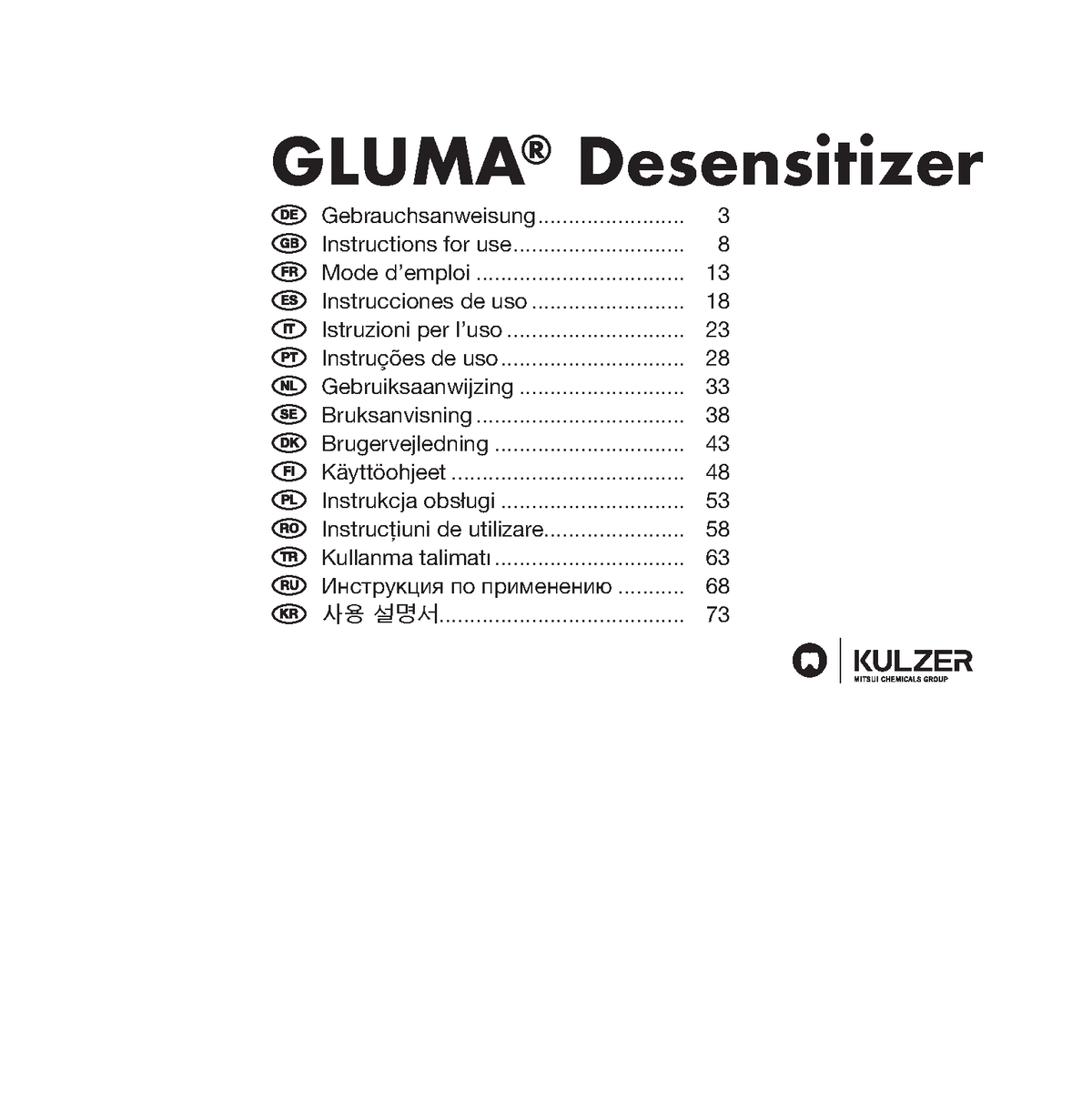 PB Gluma Desensitizer GLUMA ® Gebrauchsanweisung Instructions for use