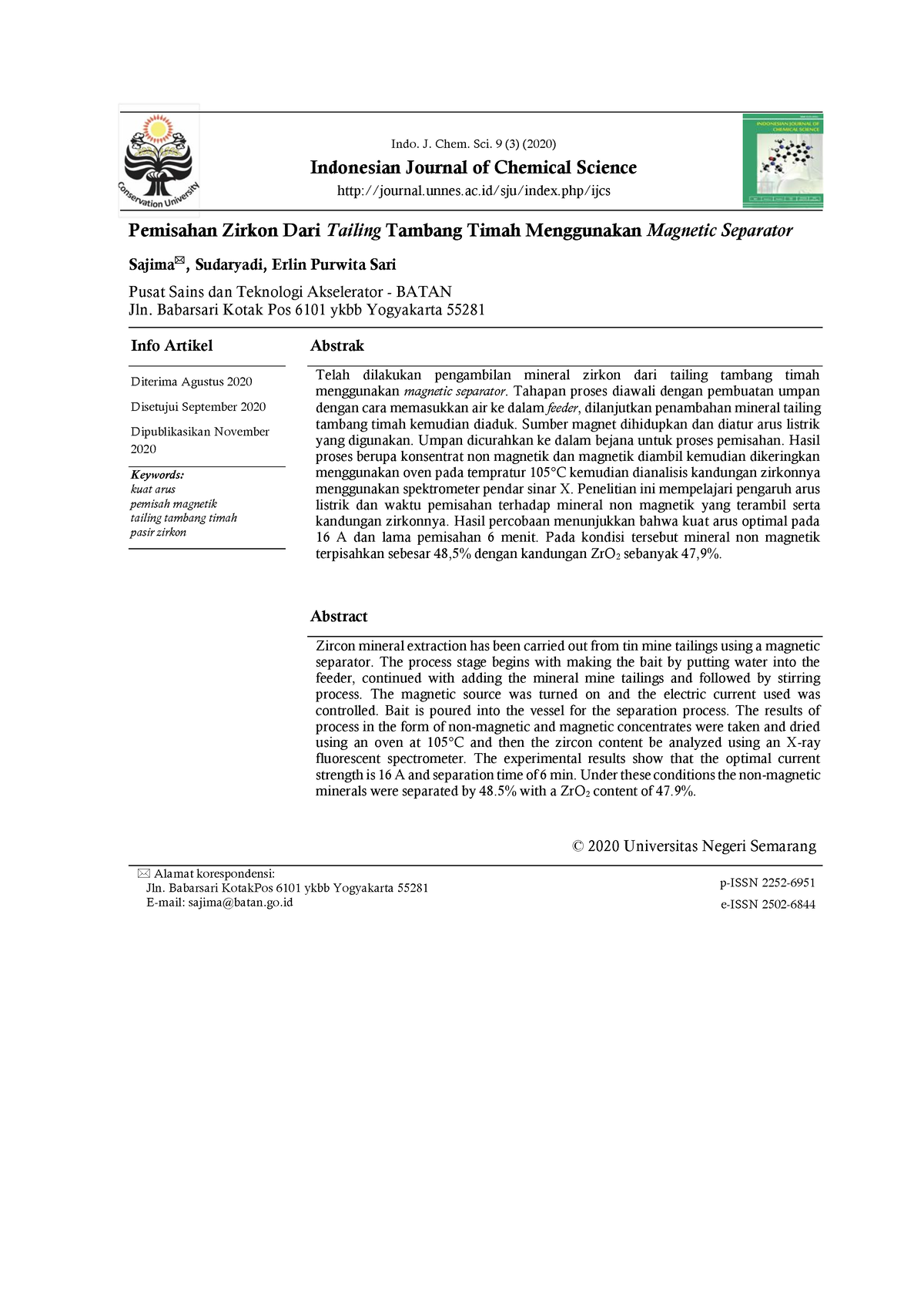 41648-Article Text-109193-1-10-202010 26 - Indo. J. Chem. Sci. 9 (3 ...