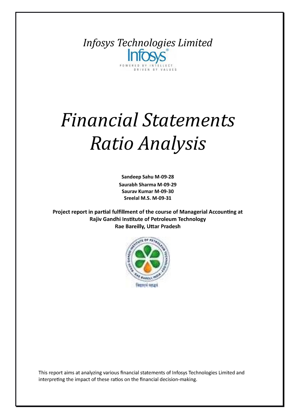 literature review on financial statement analysis of infosys