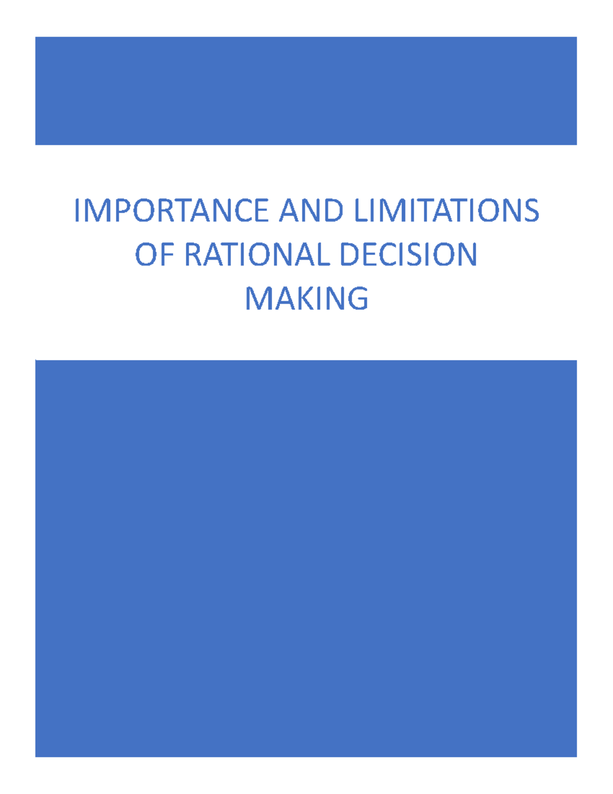 Importance AND Limitations OF Rational Decision Makingadministracion ...