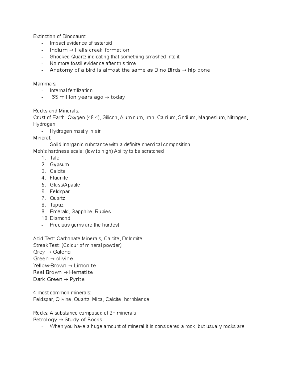 November 20 - Lecture Notes - Extinction of Dinosaurs: - Impact ...
