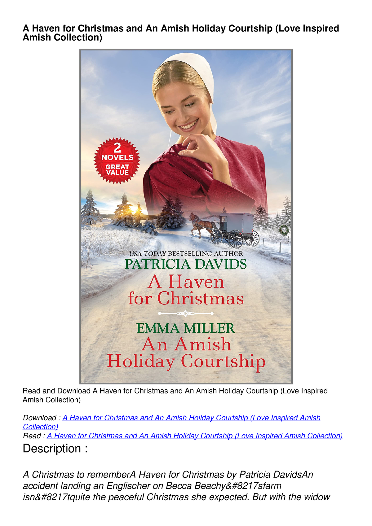 PDF READ ONLINE A Haven For Christmas And An Amish Holiday Courtship   Thumb 1200 1698 