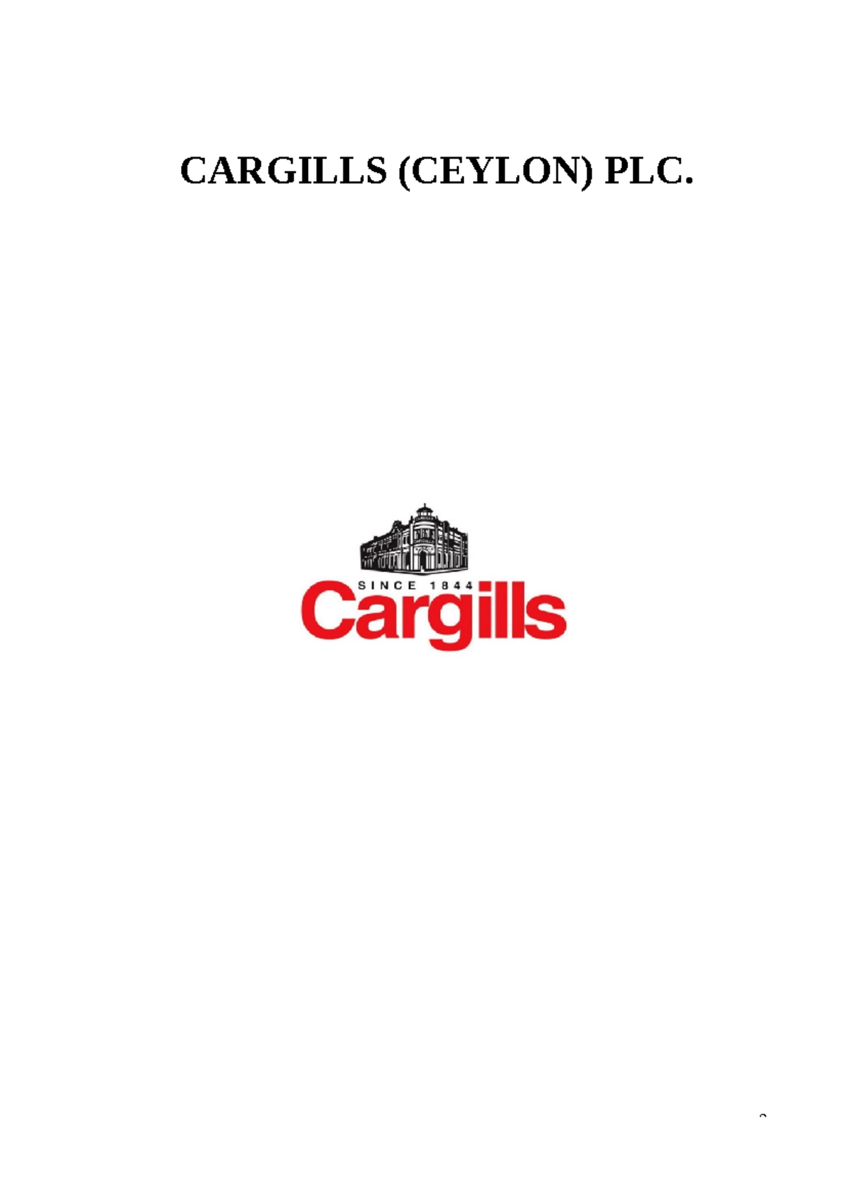 Cargills Analysis - CARGILLS (CEYLON) PLC. Table of Content Cargills ...