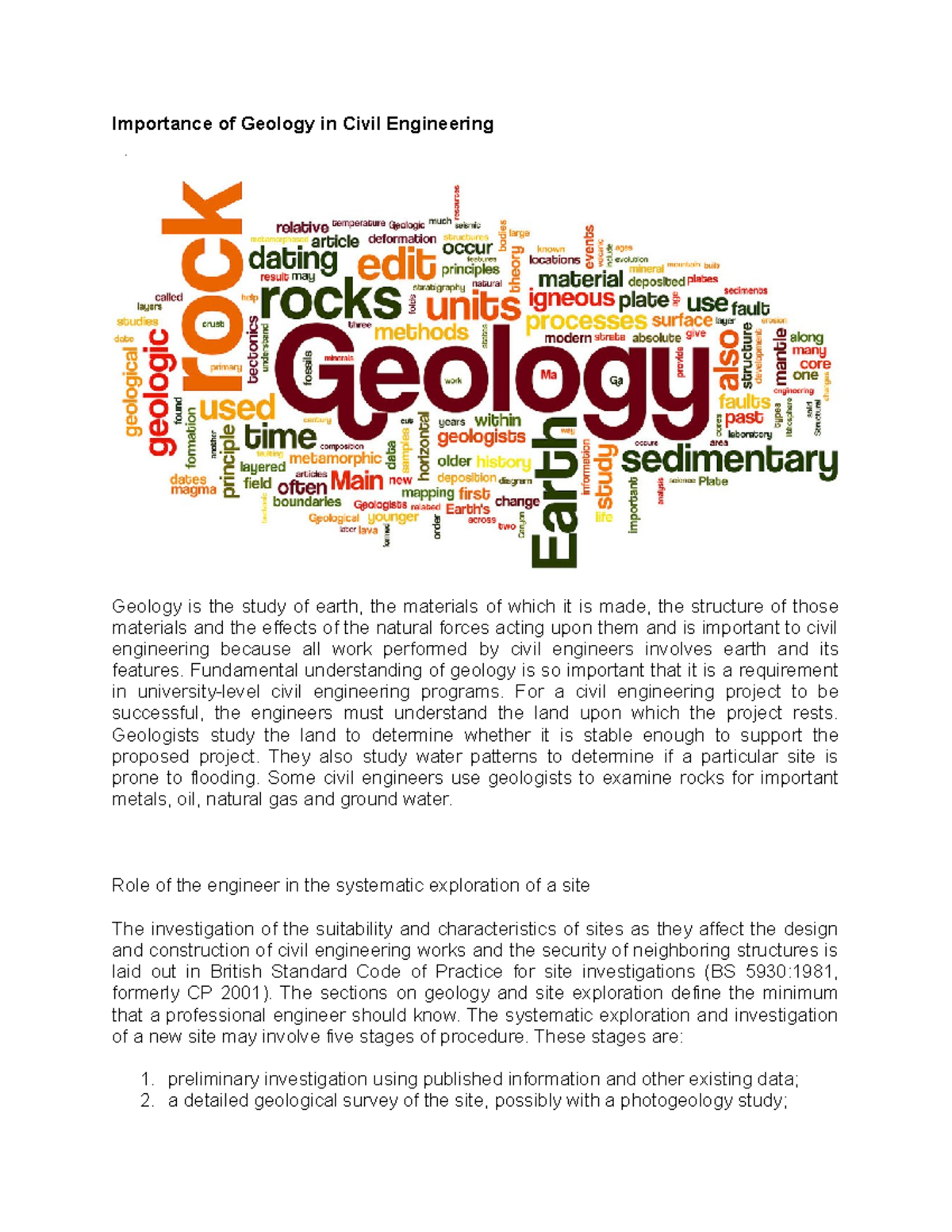 Importance of Geology in Civil Engineering Fundamental understanding