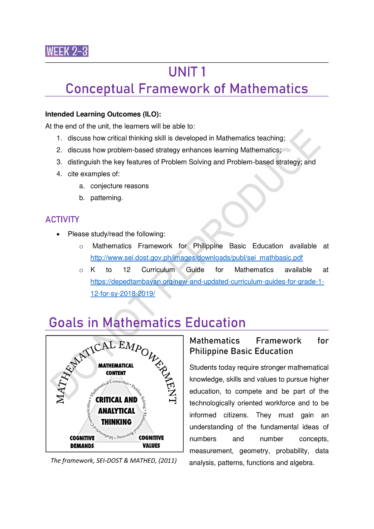 1. Conceptual Framework Of Math Education - UNIT 1 Conceptual Framework ...