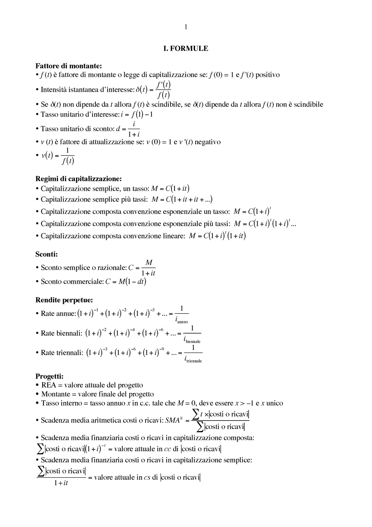 Matematica finanziaria formule - Studocu