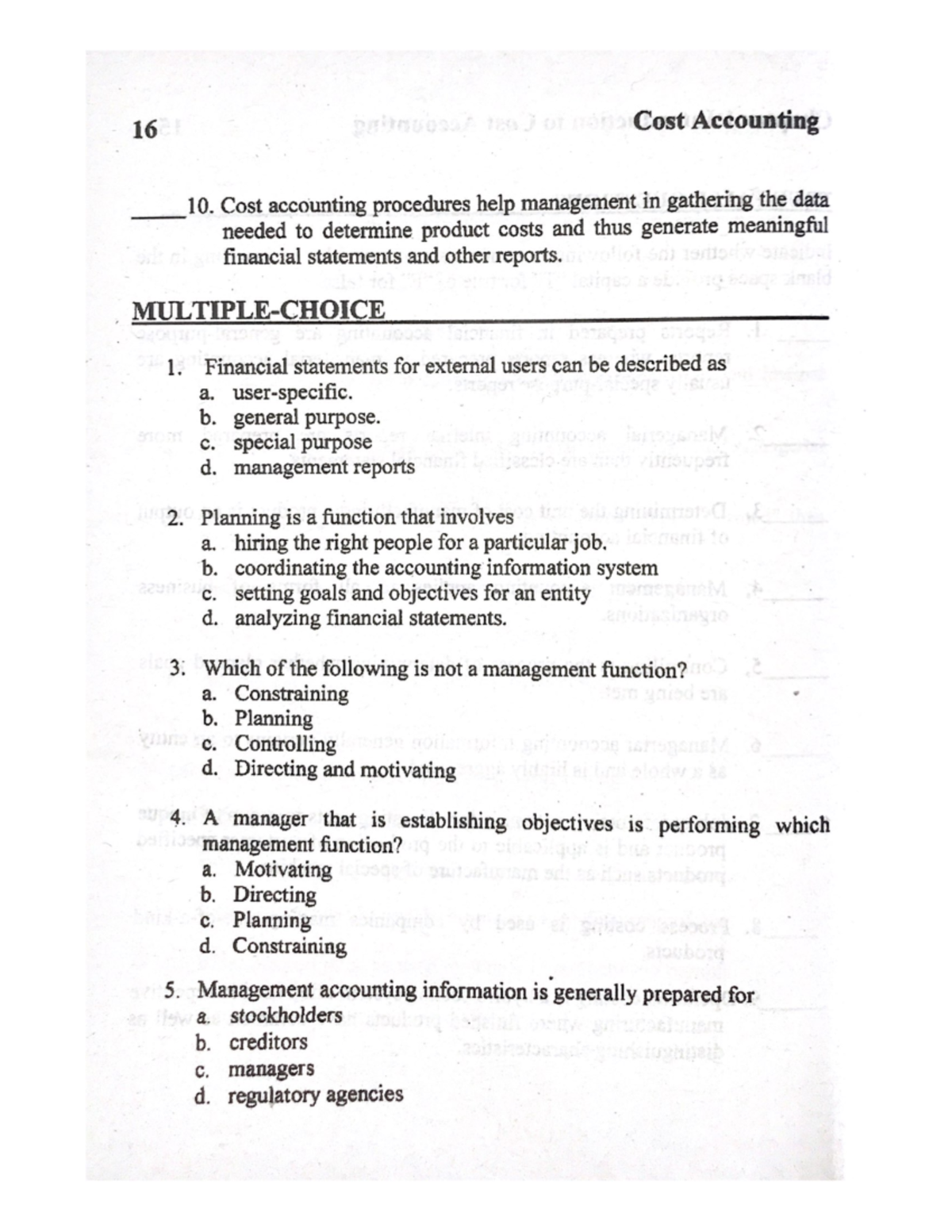 Cost Accounting - These are based on the 2019 edition of De Leon ...