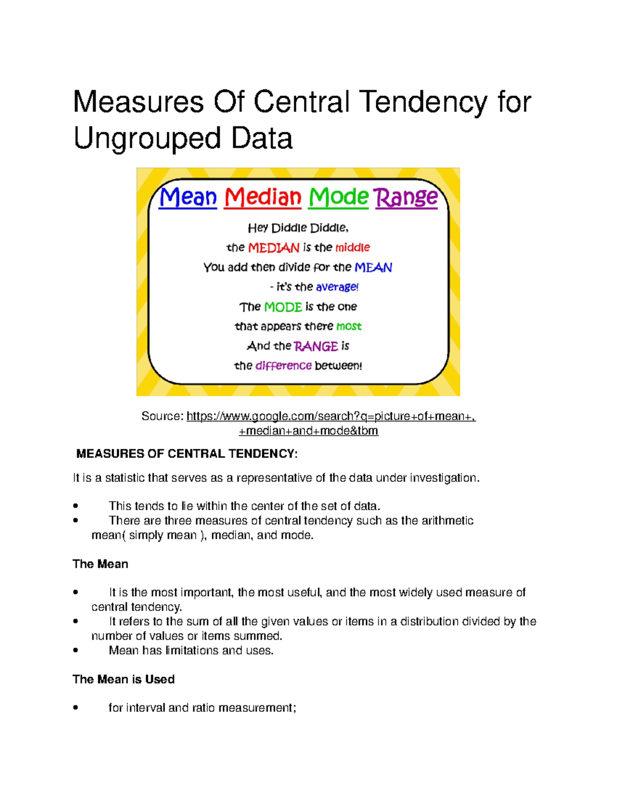 Measures Of Central Tendency Pdf Worksheet