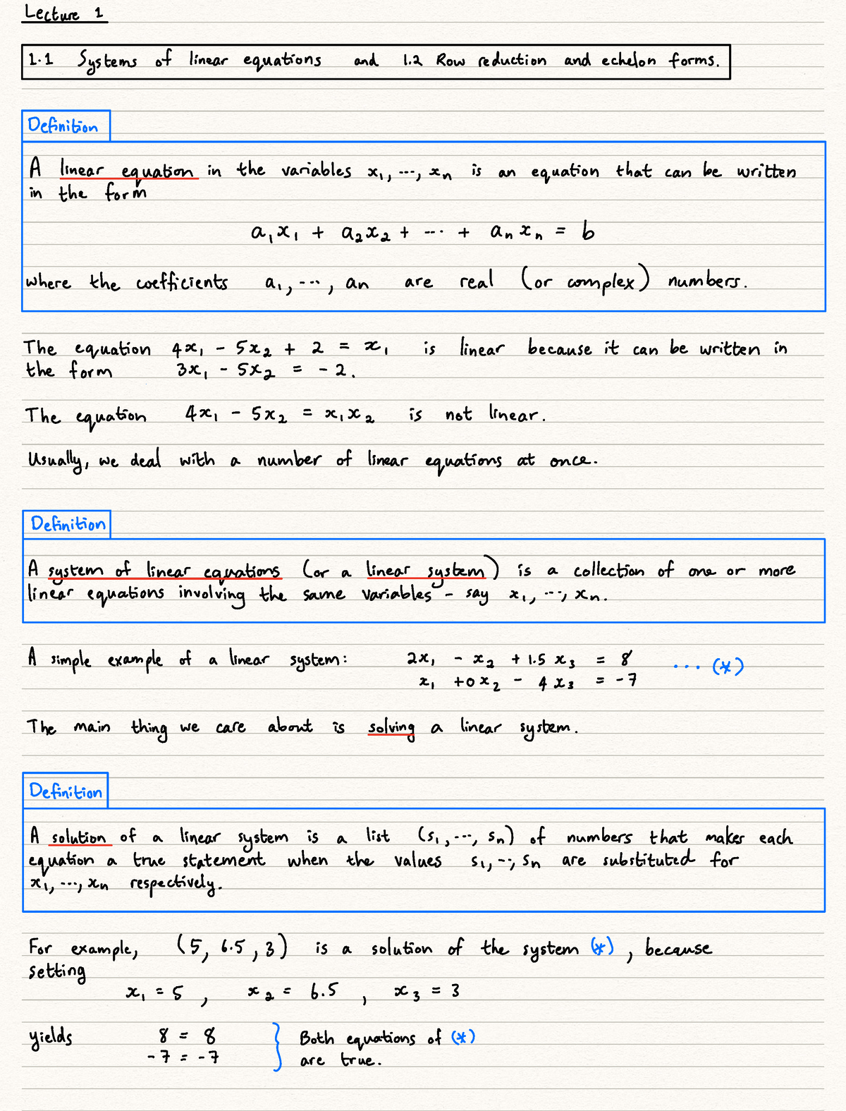 MTHS212 - Lecture 1 Sections 1.1 - 1 - Lecture 1 11 Systems Of Linear ...