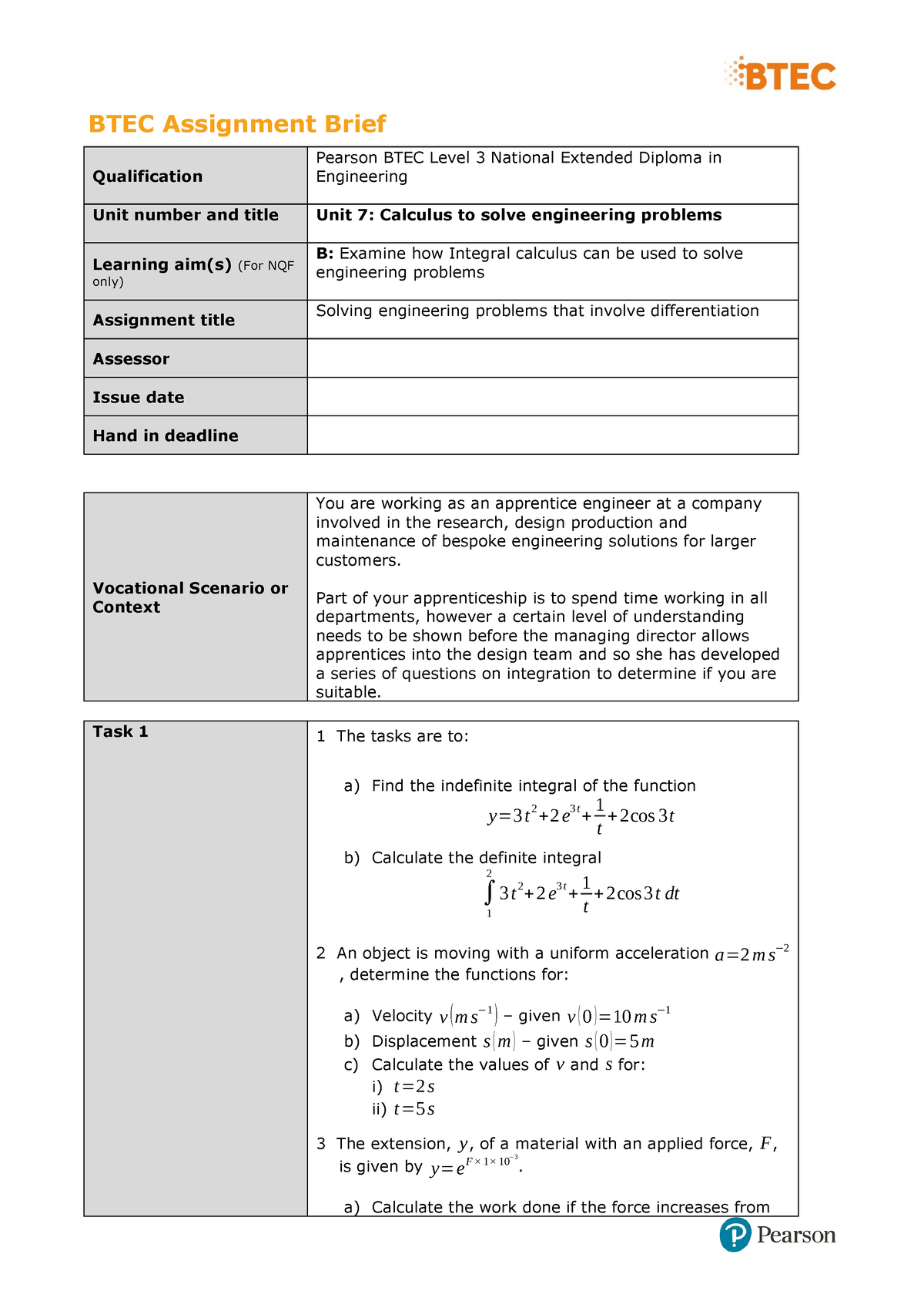 unit 7 calculus to solve engineering problems assignment 3