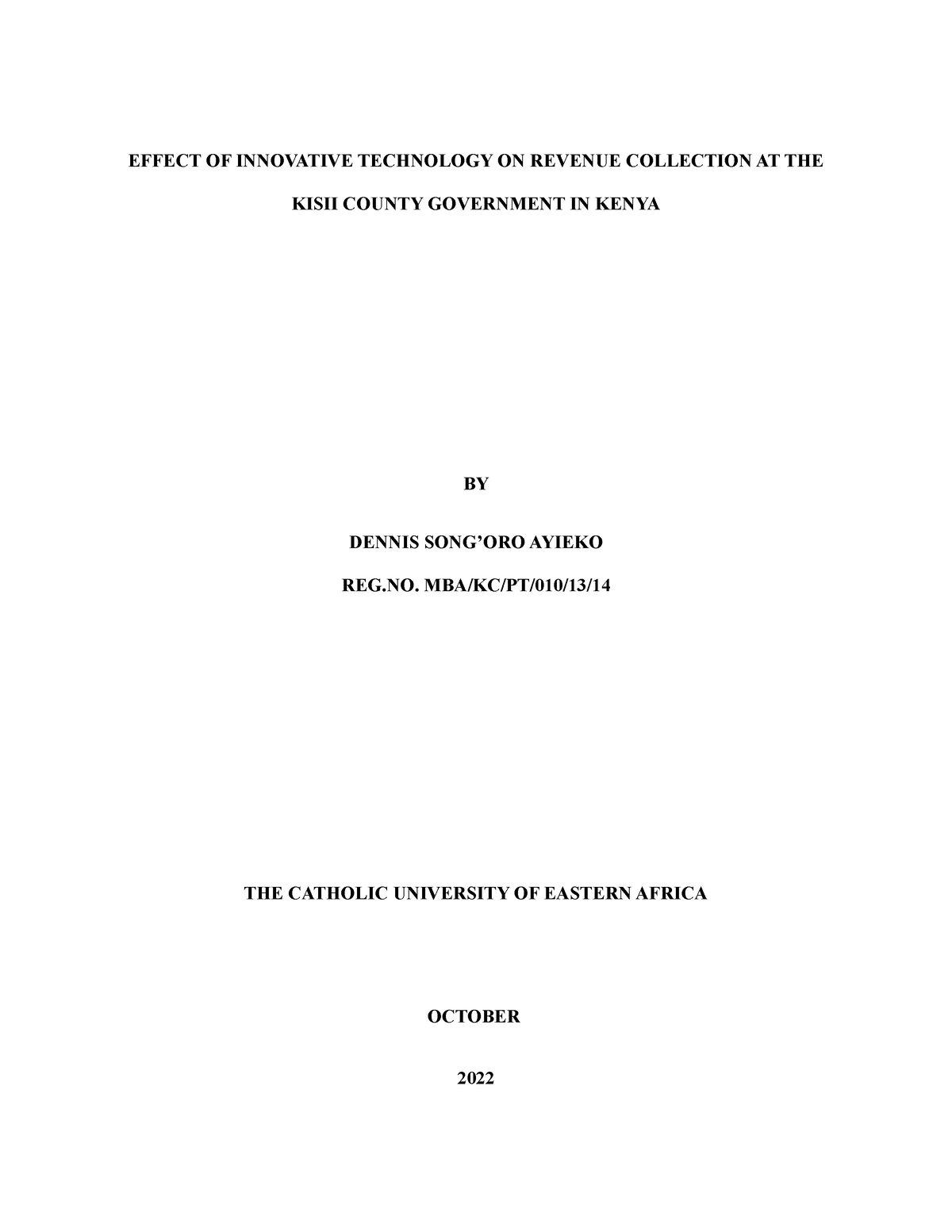 thesis on revenue collection