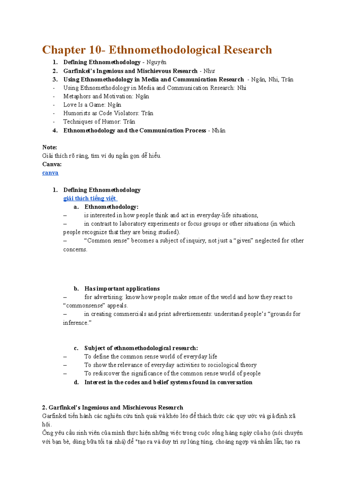 Chapter 10- Ethnomethodological Research - Defining Ethnomethodology ...