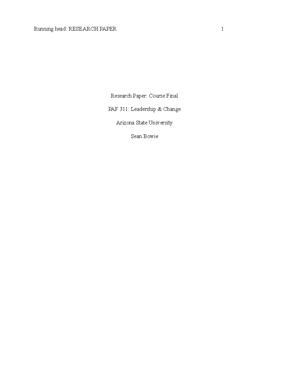 PAF research paper - Running head: RESEARCH PAPER 1 Research Paper ...