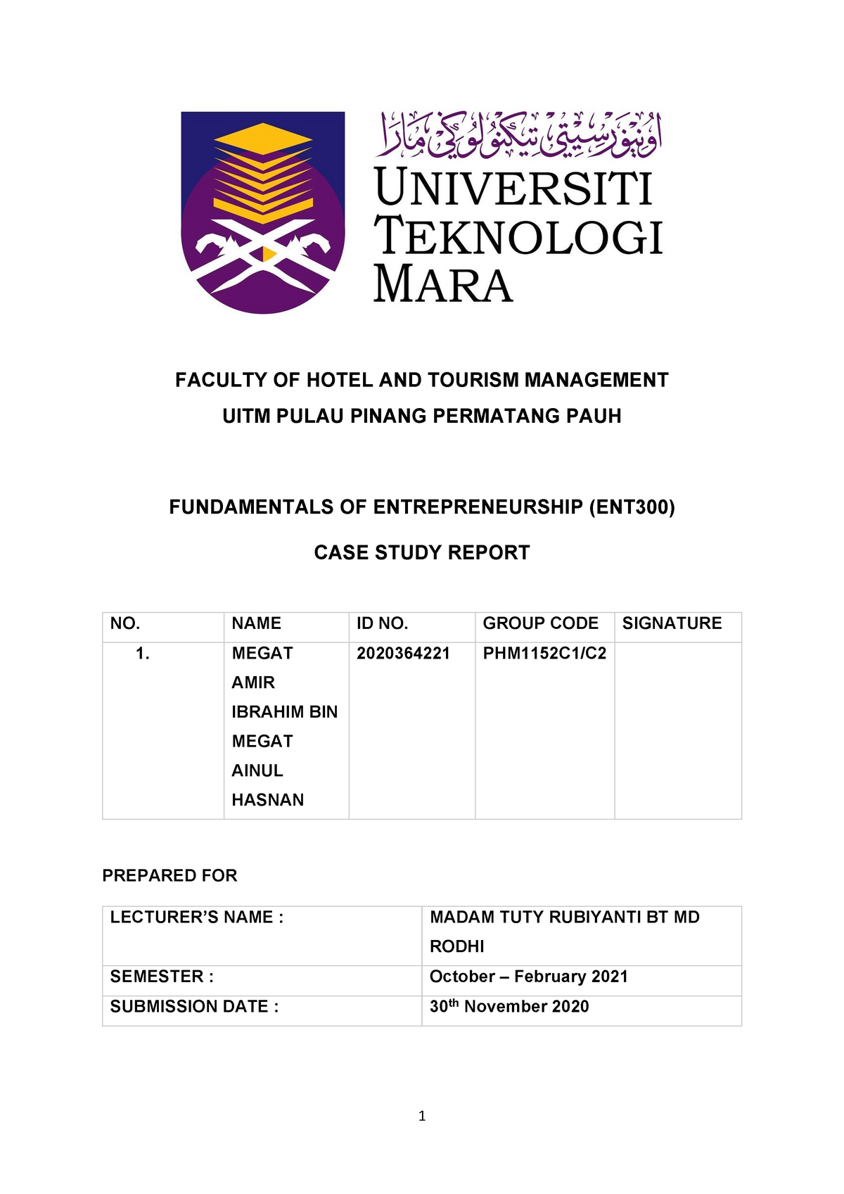 ent individual assignment uitm