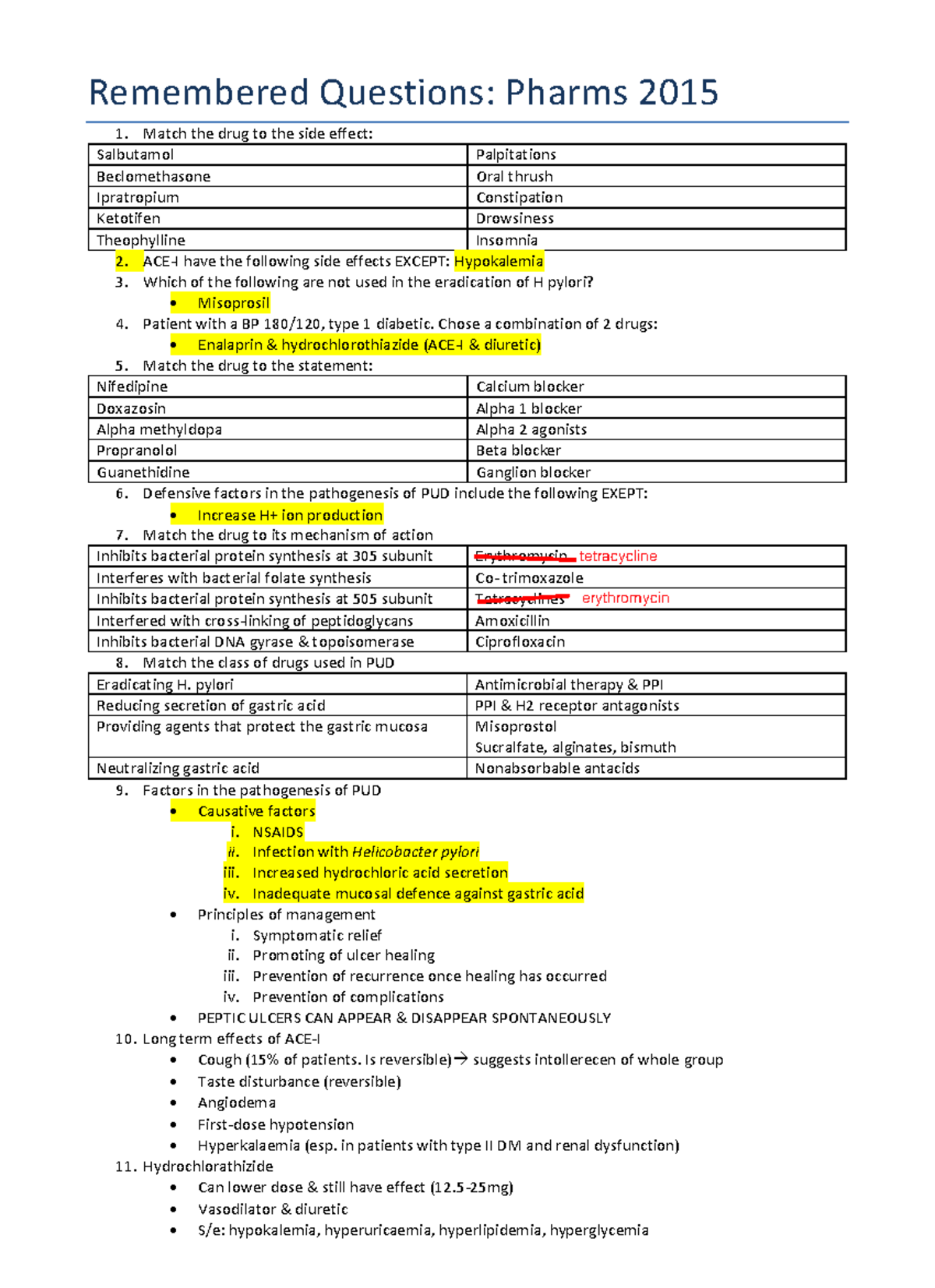 Pharms 18b 2015 tips questions (1) - Remembered Questions: Pharms 2015 ...