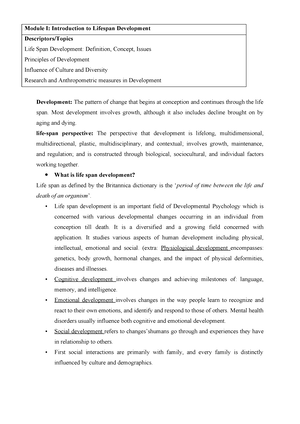 Module 1 Human Development - Module 1 Human Development: Introduction ...