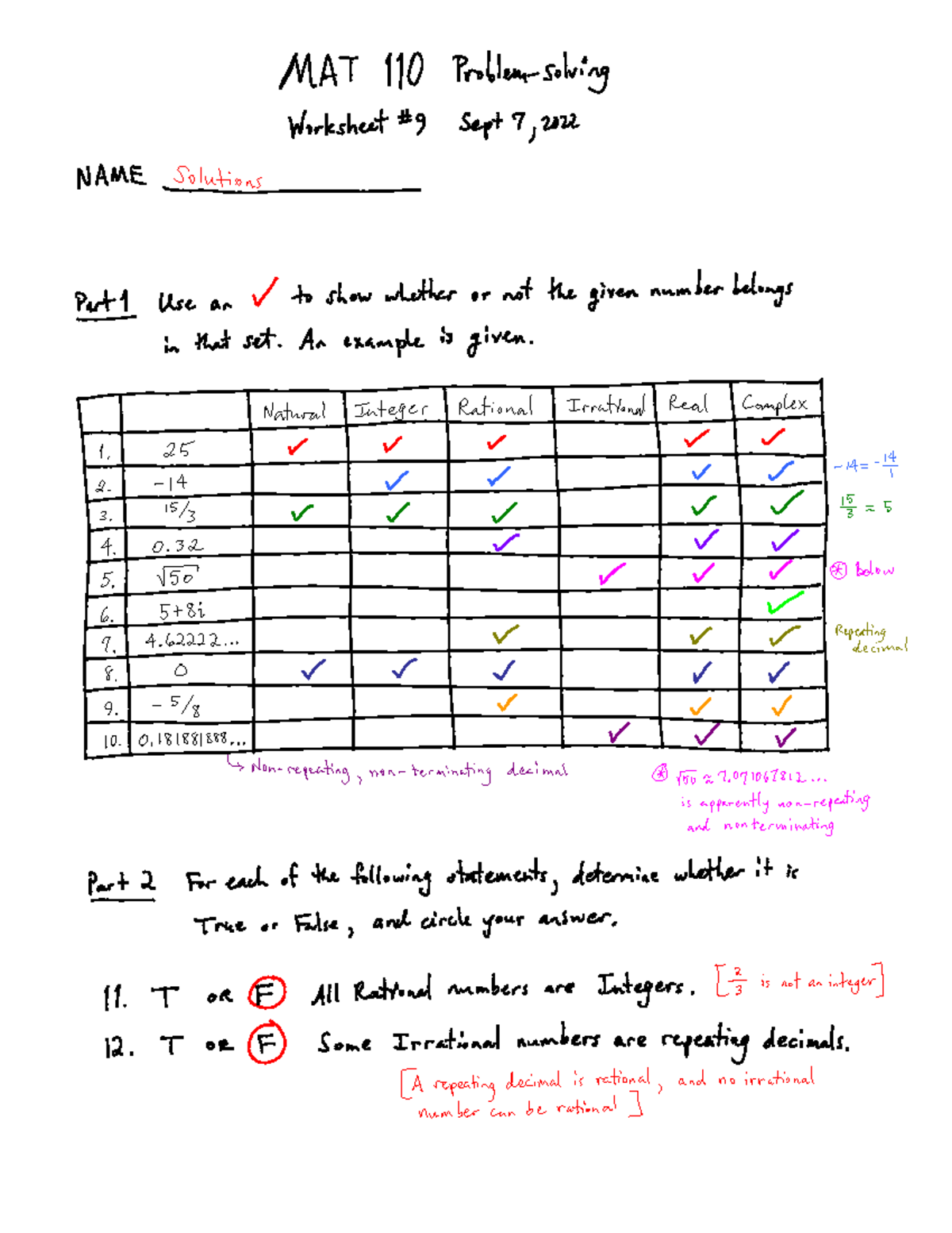 110-02 09-07 WS 09 - solutions - MAT 110 Worksheet Sept 7, 2022 NAME ...
