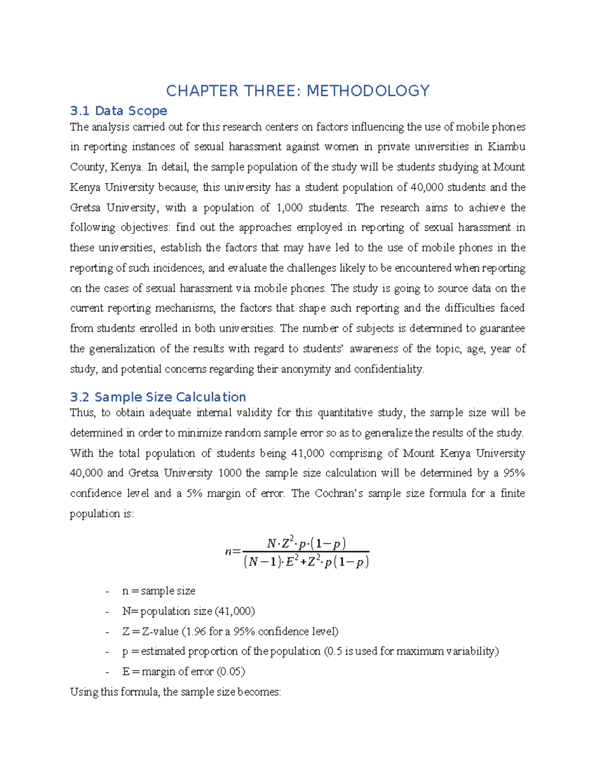 C3 - Chapter three for methodology - CHAPTER THREE: METHODOLOGY 3 Data ...