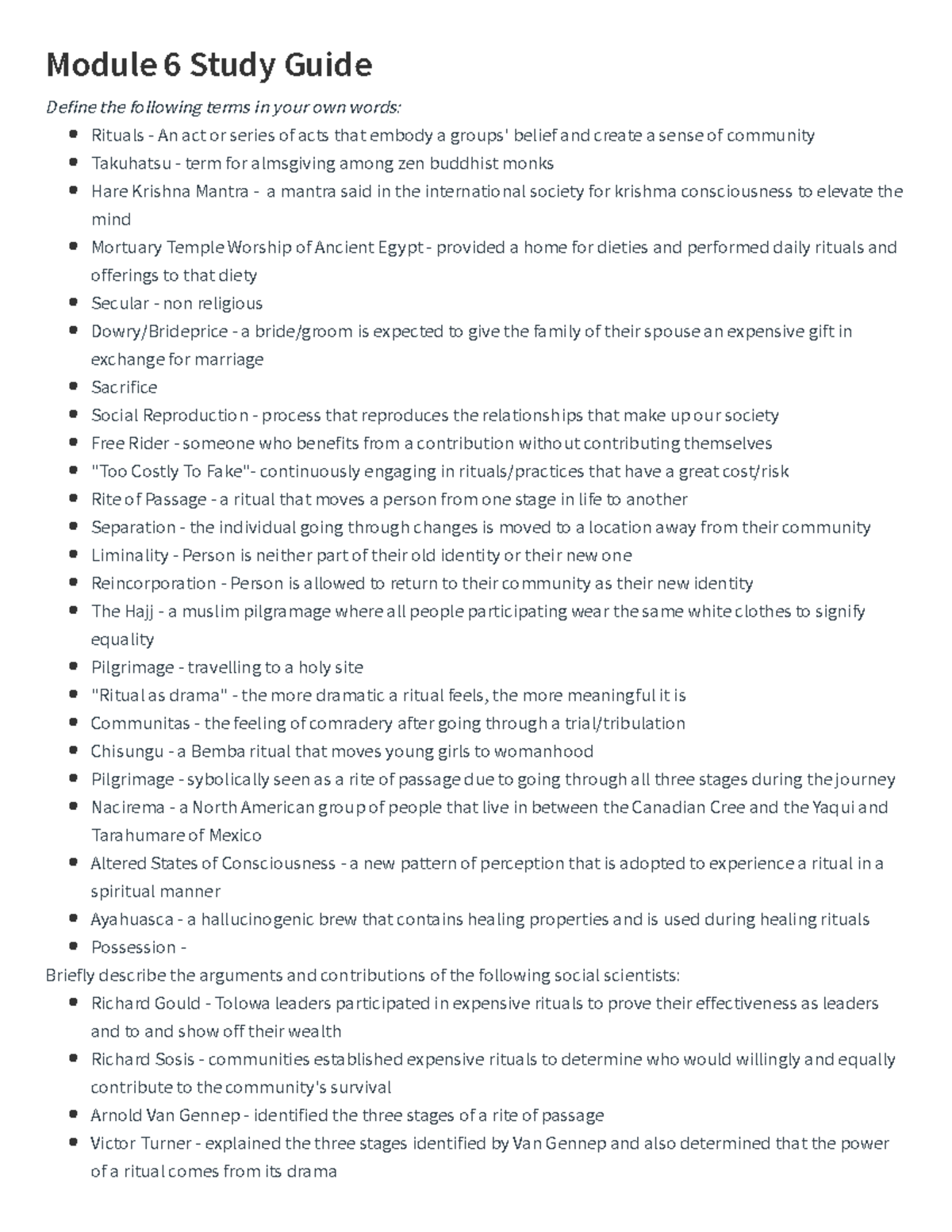 Module 6 Study Guide - Evernote - Module 6 Study Guide Define The ...