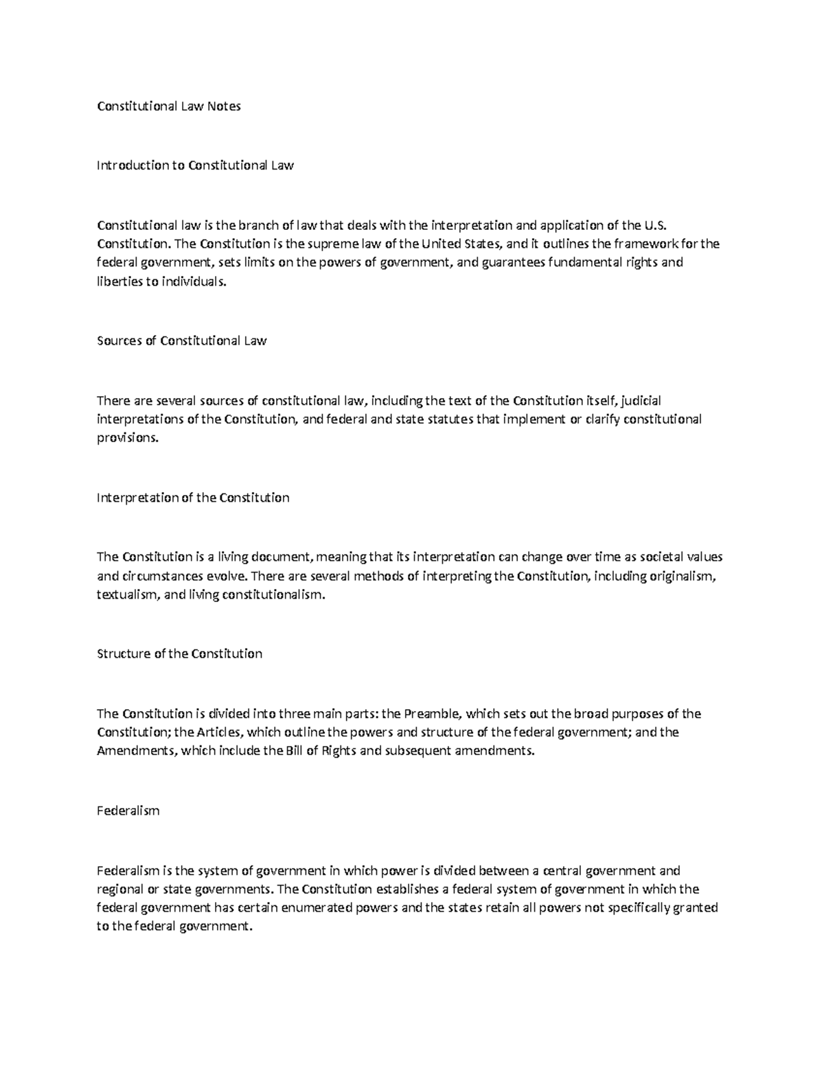 Law - Law - Constitutional Law Notes Introduction to Constitutional Law ...