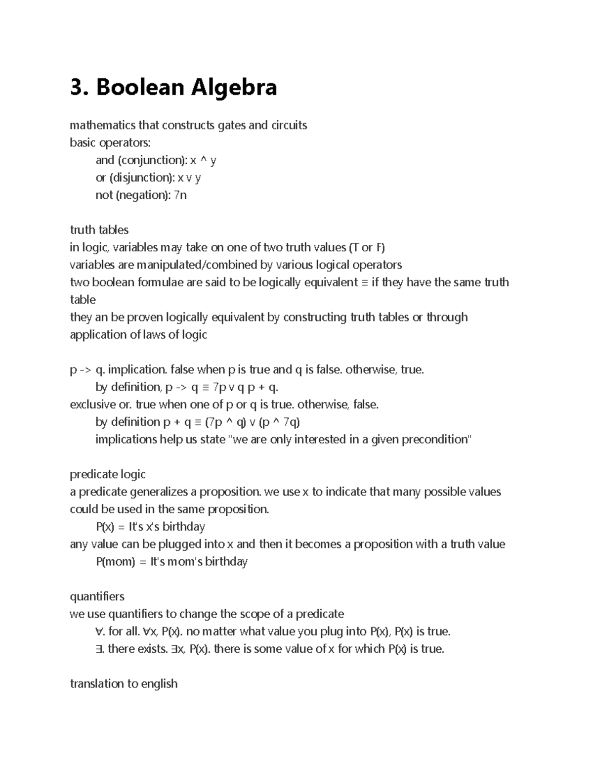 3. Boolean Algebra - Professor Lucia Nunez - 3. Boolean Algebra ...
