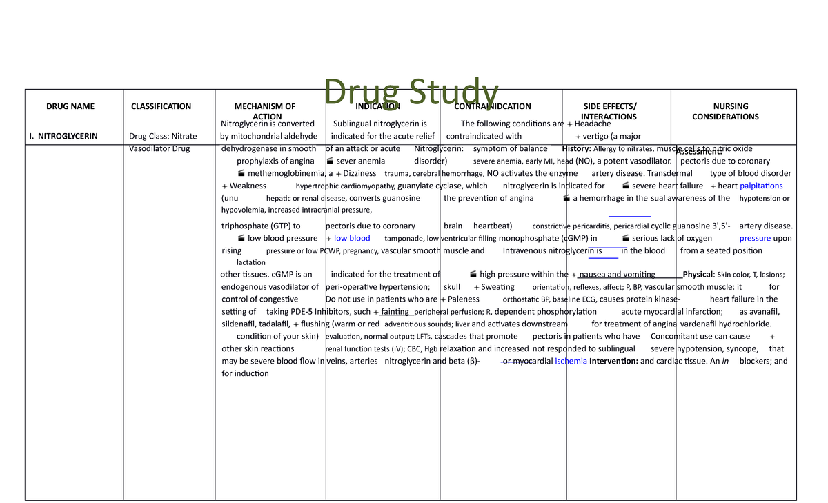 Drug Study On Agents - Lecture Notes - Drug Name Classification 