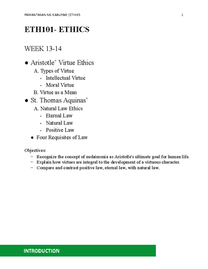 Ethics - materials - ETHICS Ethics - a branch of philosophy that ...