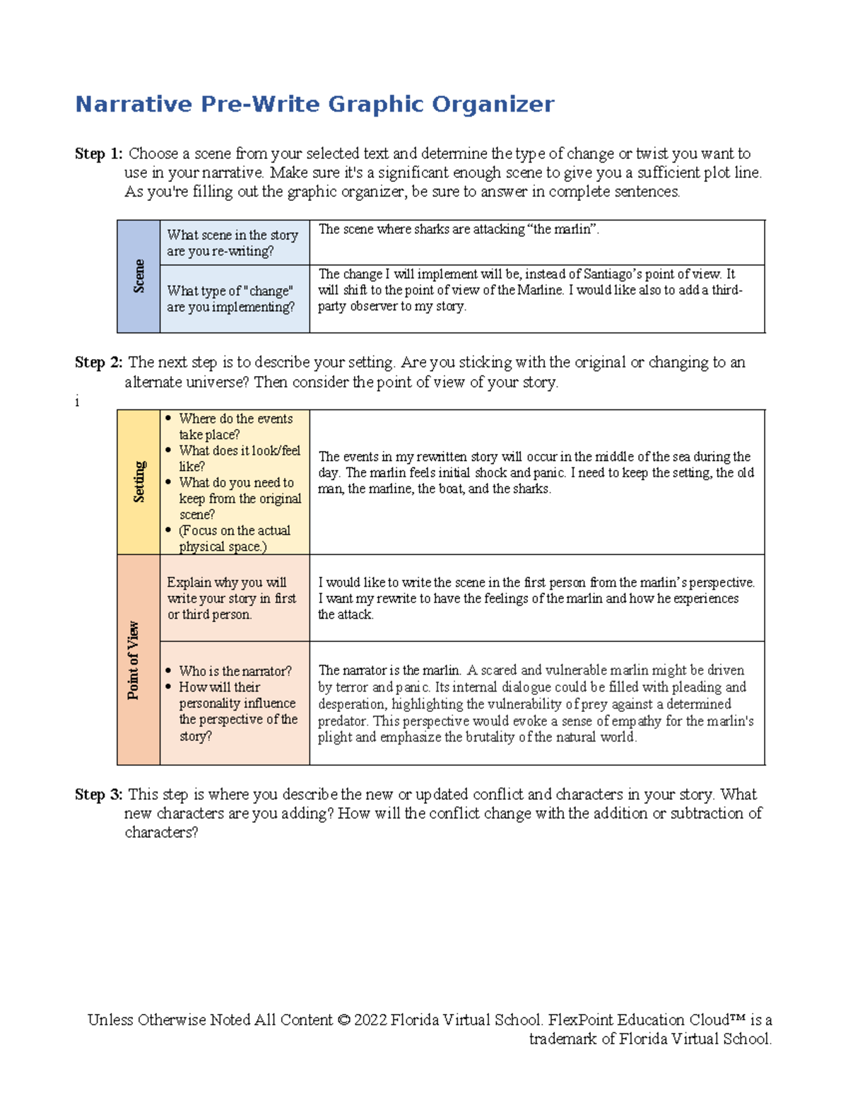 3.2 get the story rolling - Narrative Pre-Write Graphic Organizer Step ...