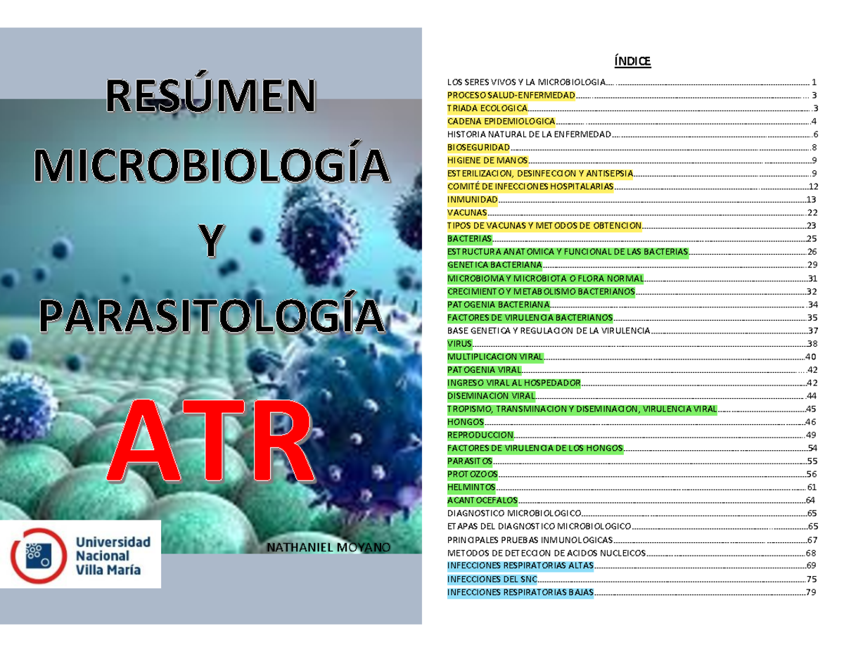 Resumen de microbiologia y parasitologia - NATHANIEL MOYANO LOS SERES