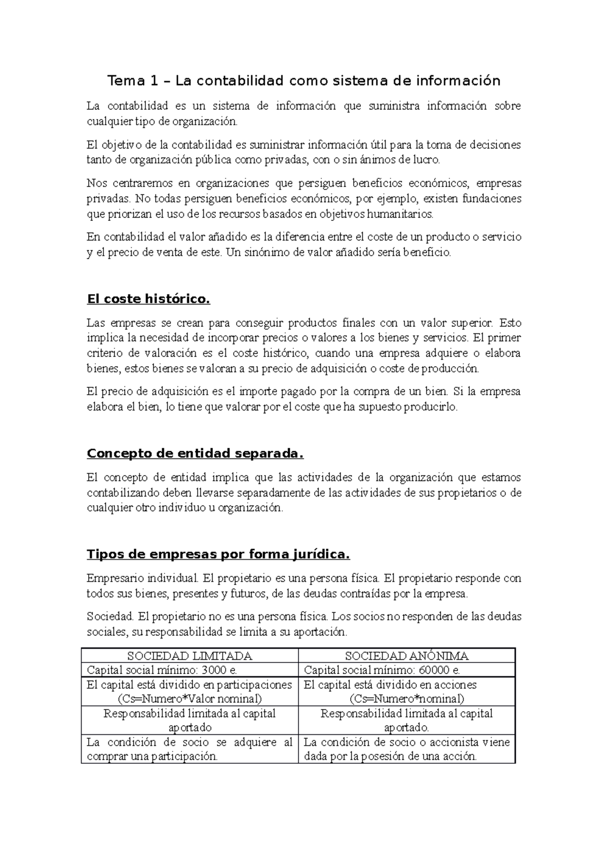 Resumen tema 1 - Tema 1 - Tema 1 – La contabilidad como sistema de ...