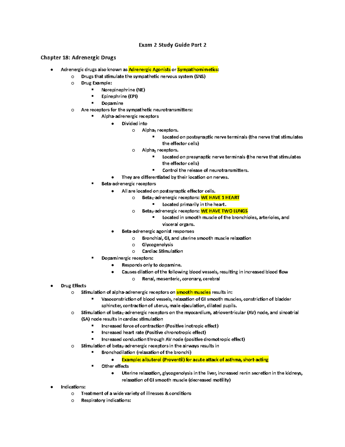 Exam Part 2 - Summary Pharmacology - Exam 2 Study Guide Part 2 Chapter ...