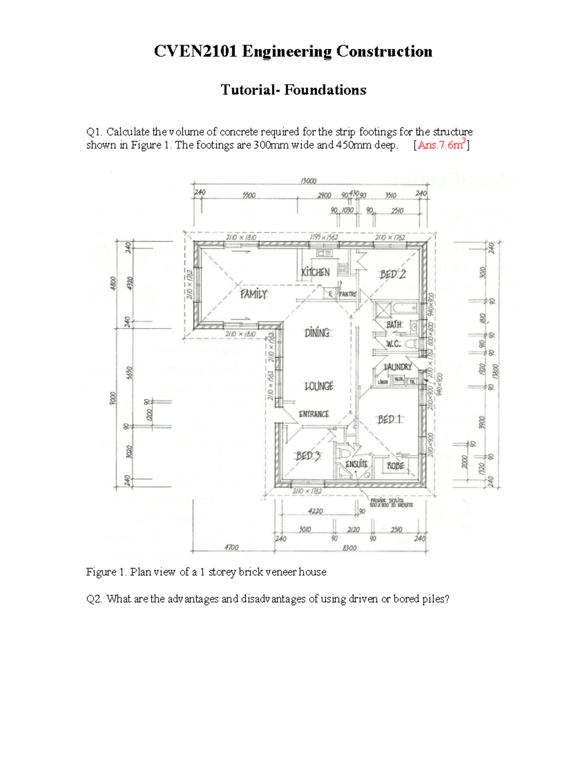 Tutorial Work - 5 - CVEN2101 Engineering Construction Foundations Q1 ...