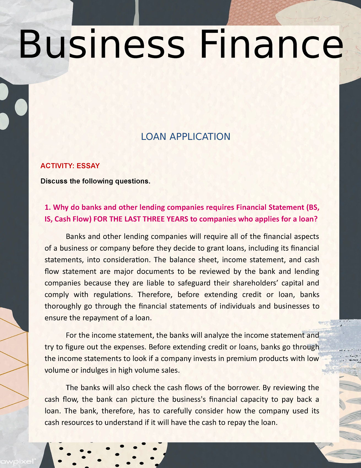business loan essay