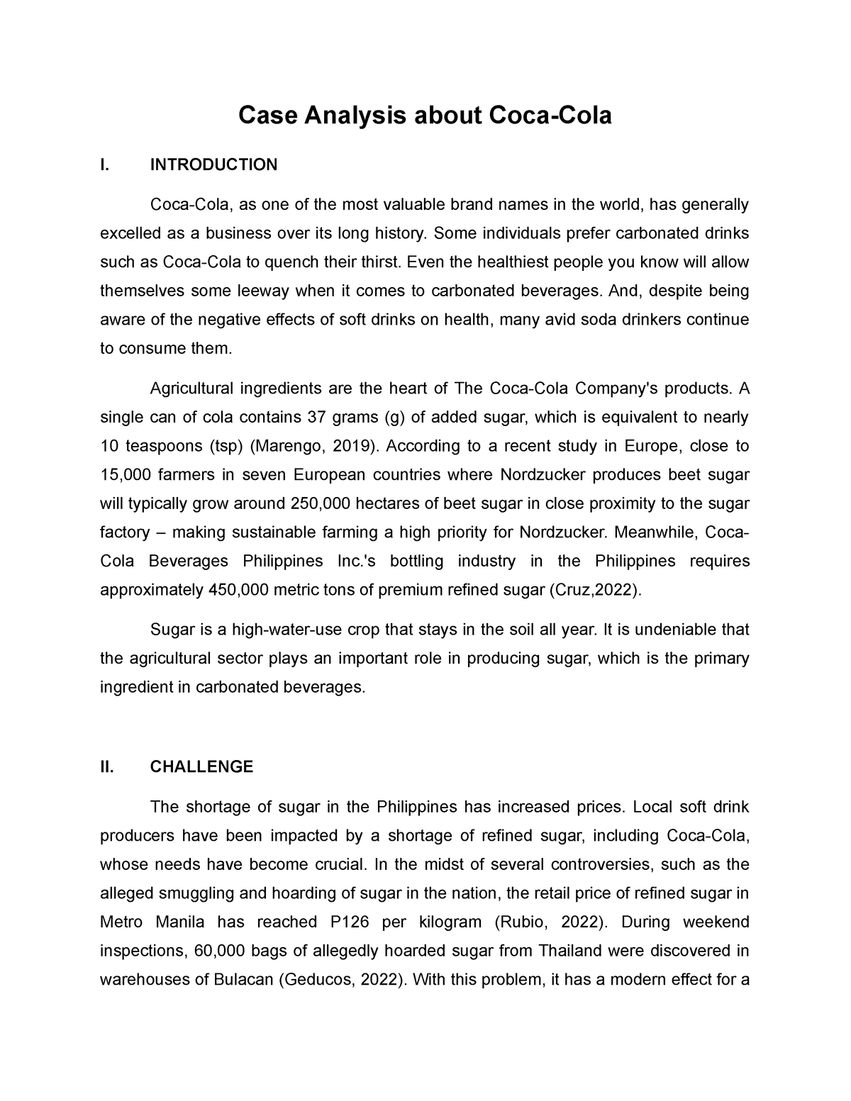 coca cola case study analysis