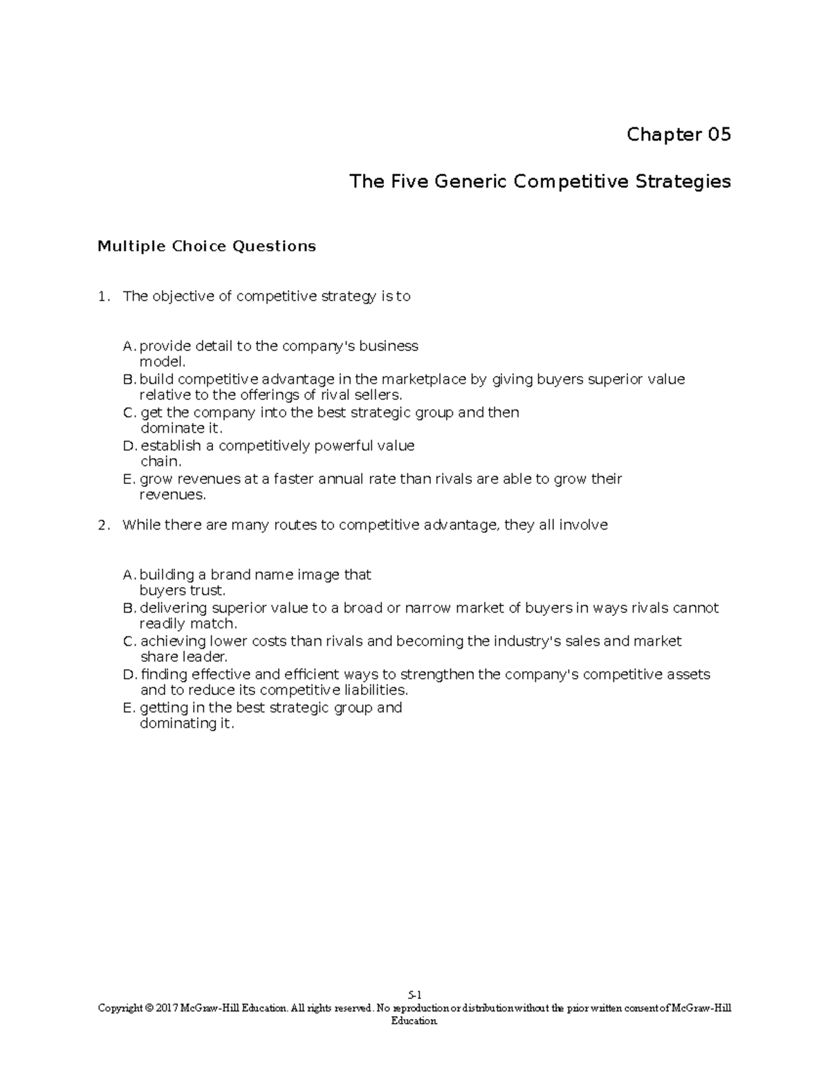 TBChap 005 - Tb and previous - Chapter 05 The Five Generic Competitive ...