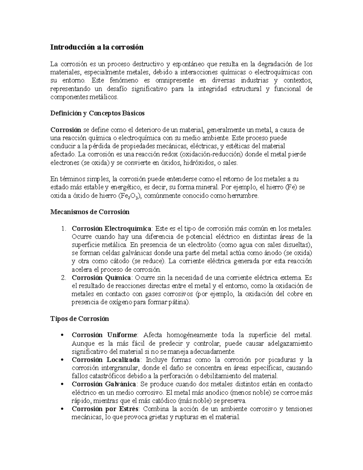 Antescedentes Practica 5 - Introducción a la corrosión La corrosión es ...