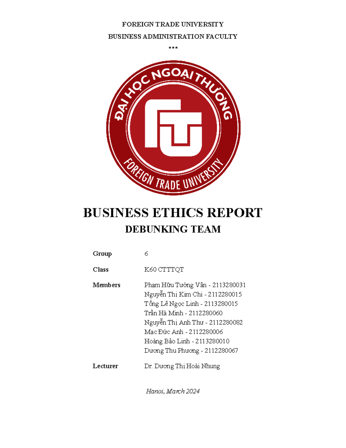 Group 6 - Debunk - Ethical Debate In Business Ethics By Dr. Duong Thi ...