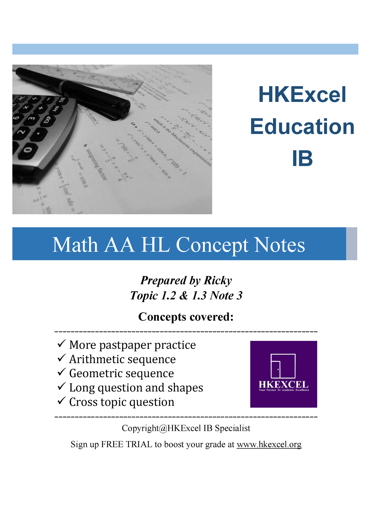 Sequence and Series Note 3 - Prepared by Ricky Topic 1 & 1 Note 3 ...