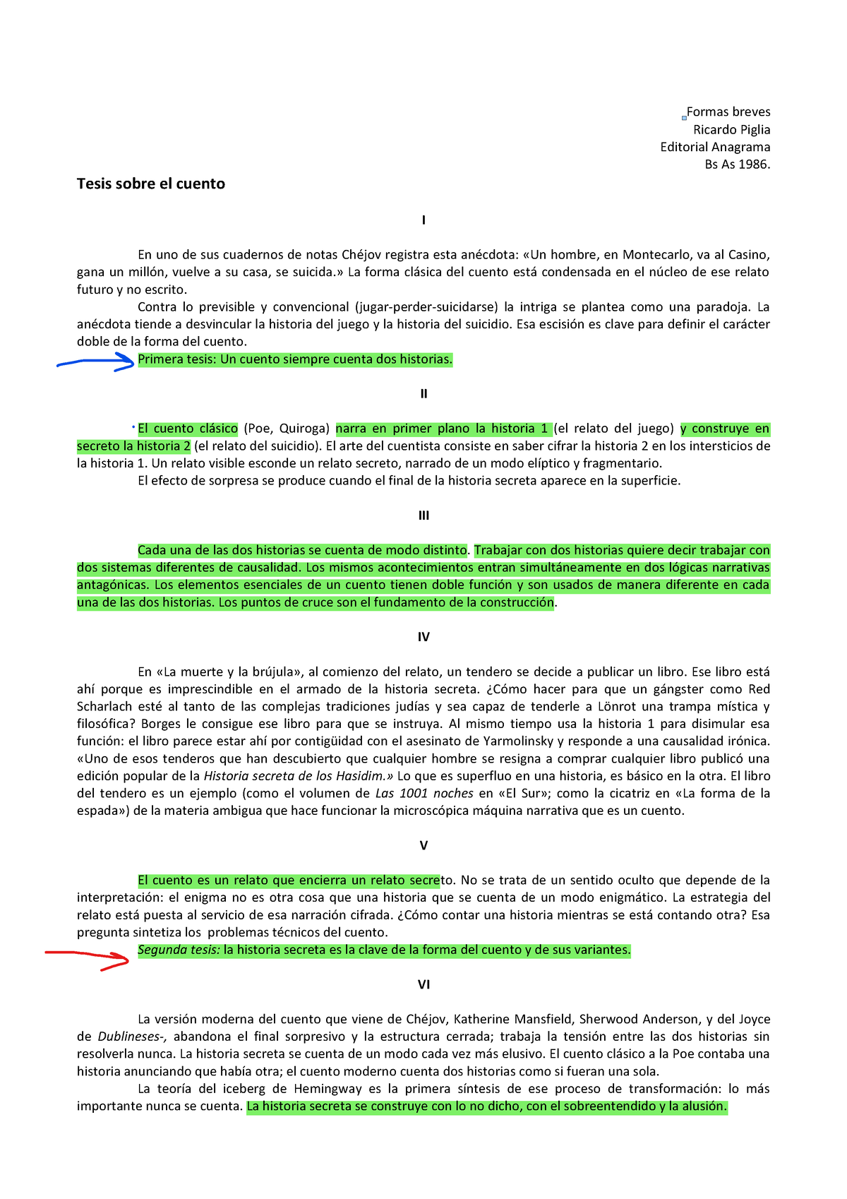 Tesis Sobre El Cuento - Piglia - Formas Breves Ricardo Piglia Editorial ...