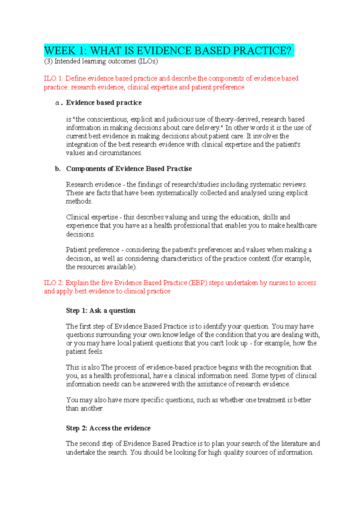 HNN108 Exam Preparation Notes Week 1- 4 - WEEK 1: WHAT IS EVIDENCE ...