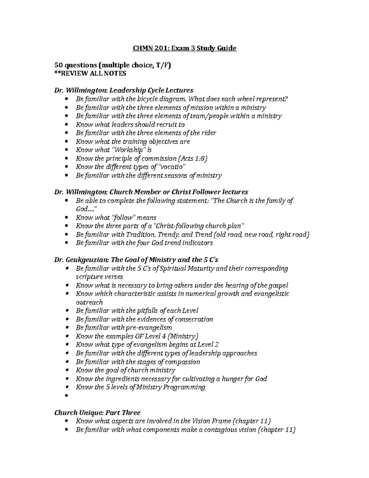 Exam 3 Study Guide - CHMN 201: Exam 3 Study Guide **50 questions ...