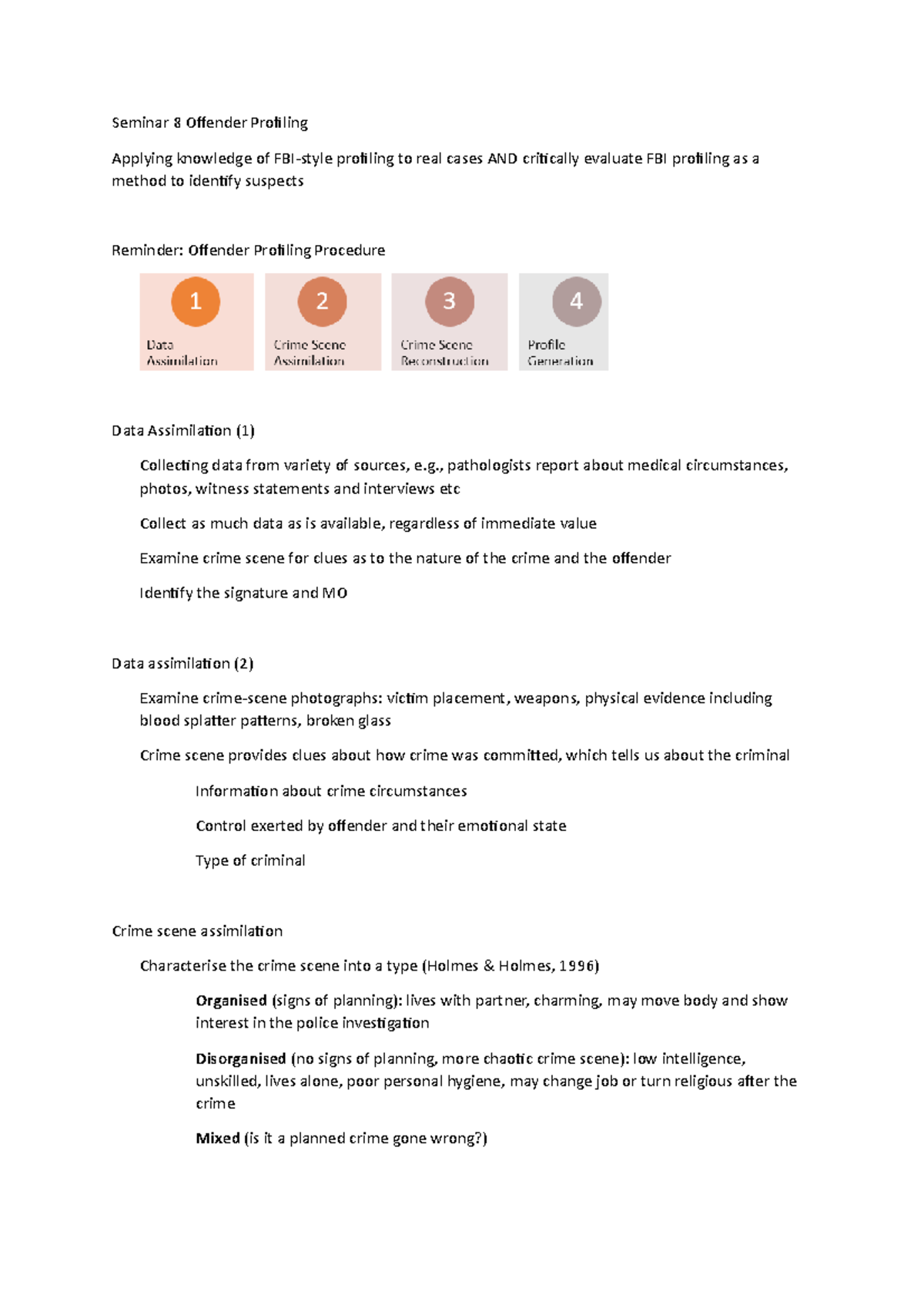 Seminar 8 Offender Profiling - Seminar 8 Offender Profiling Applying ...