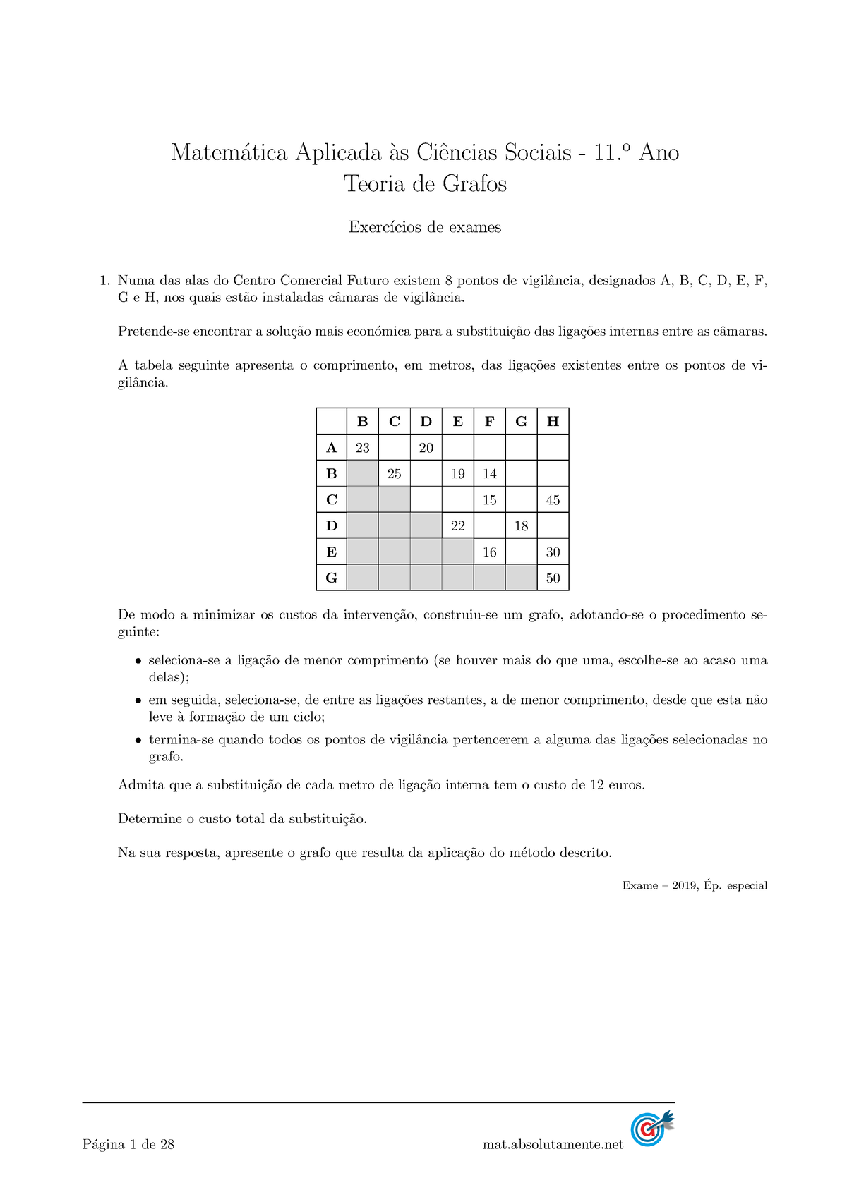 Grafos Exercícios De Consolidação - Matem ́atica Aplicada `as Ciˆencias ...