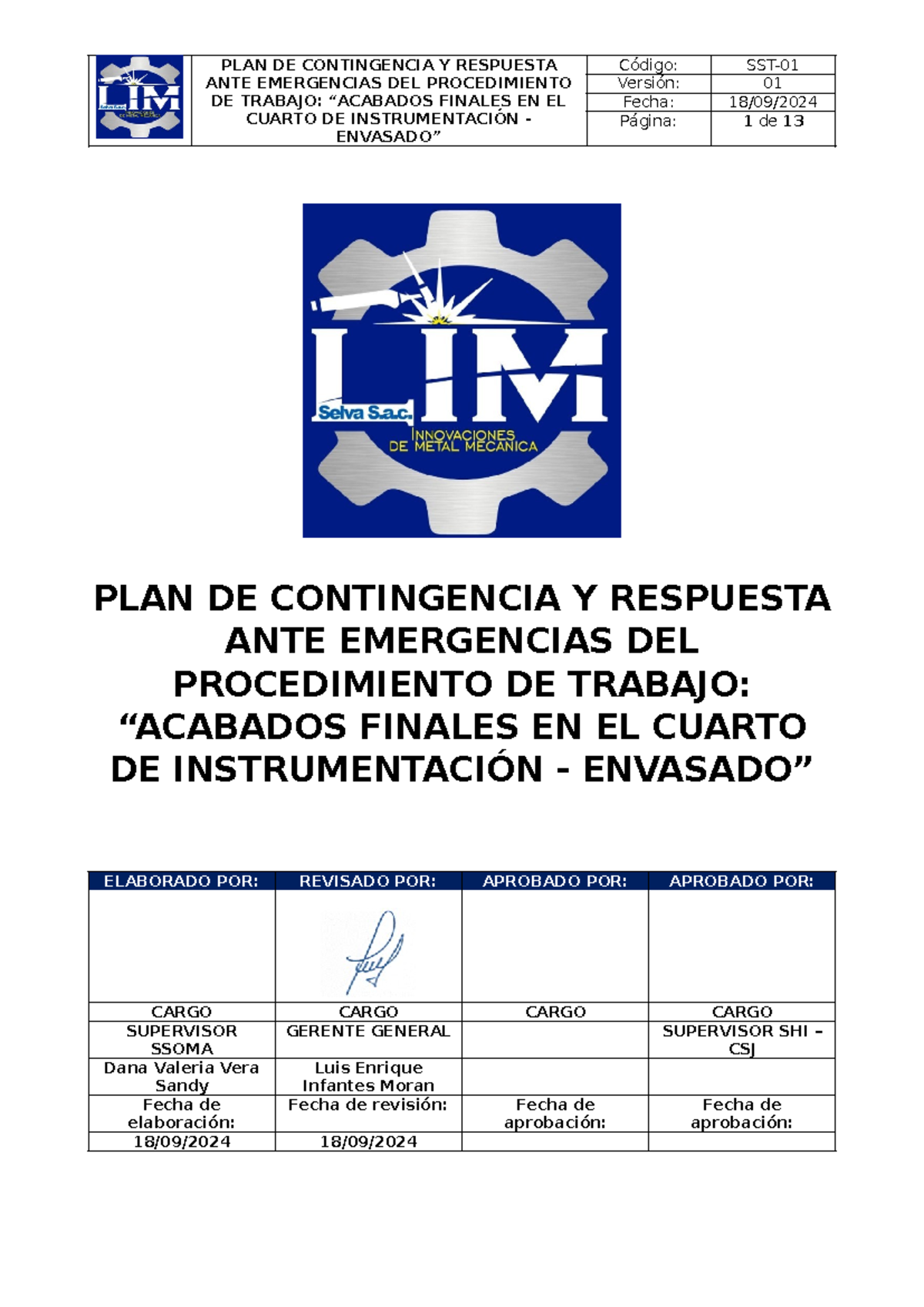 Plan de Contingencia y Respuesta Ante Emergencias - ANTE EMERGENCIAS ...