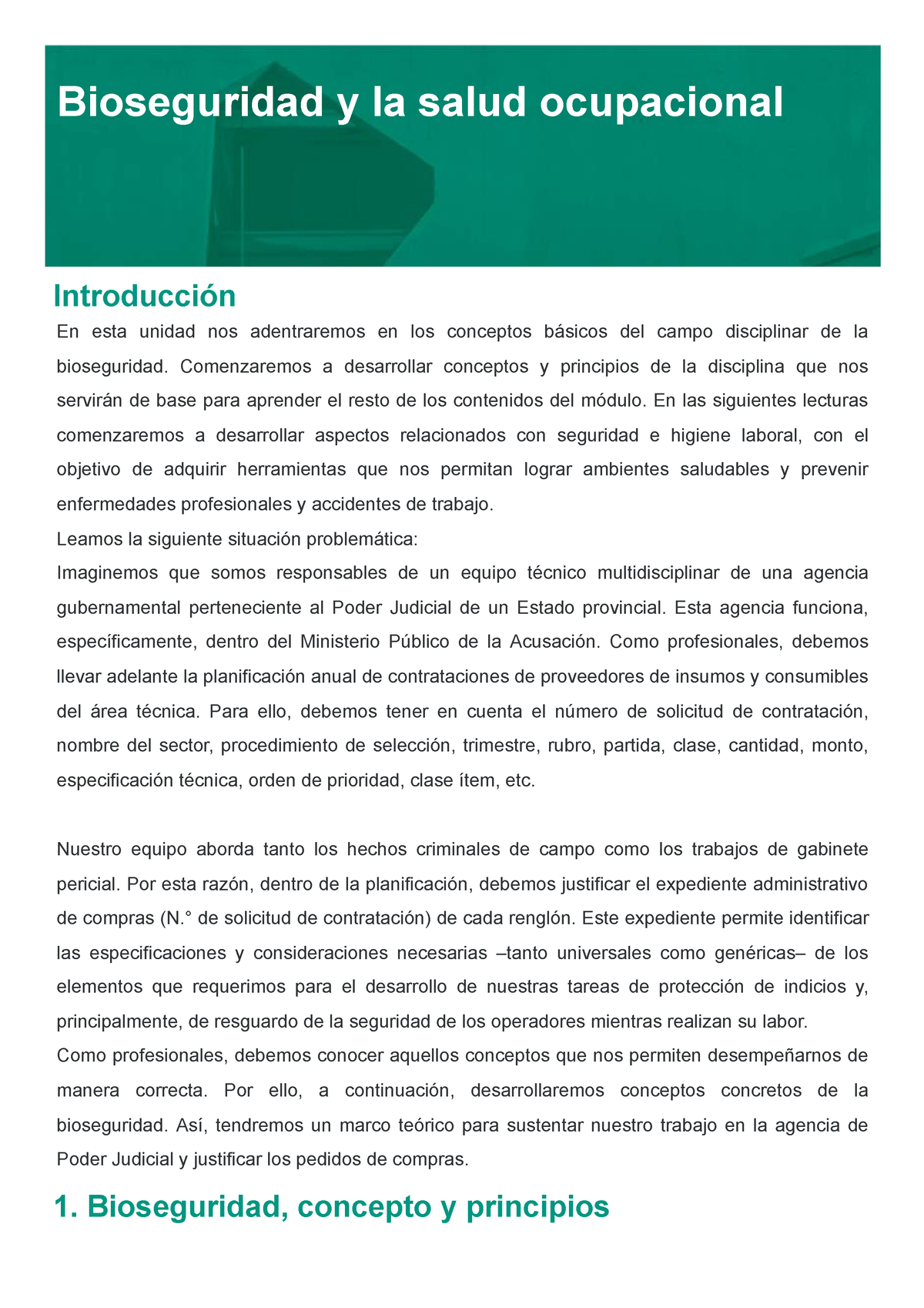 Modulo 1Lectura 1 Bio - Bioseguridad Y La Salud Ocupacional ...