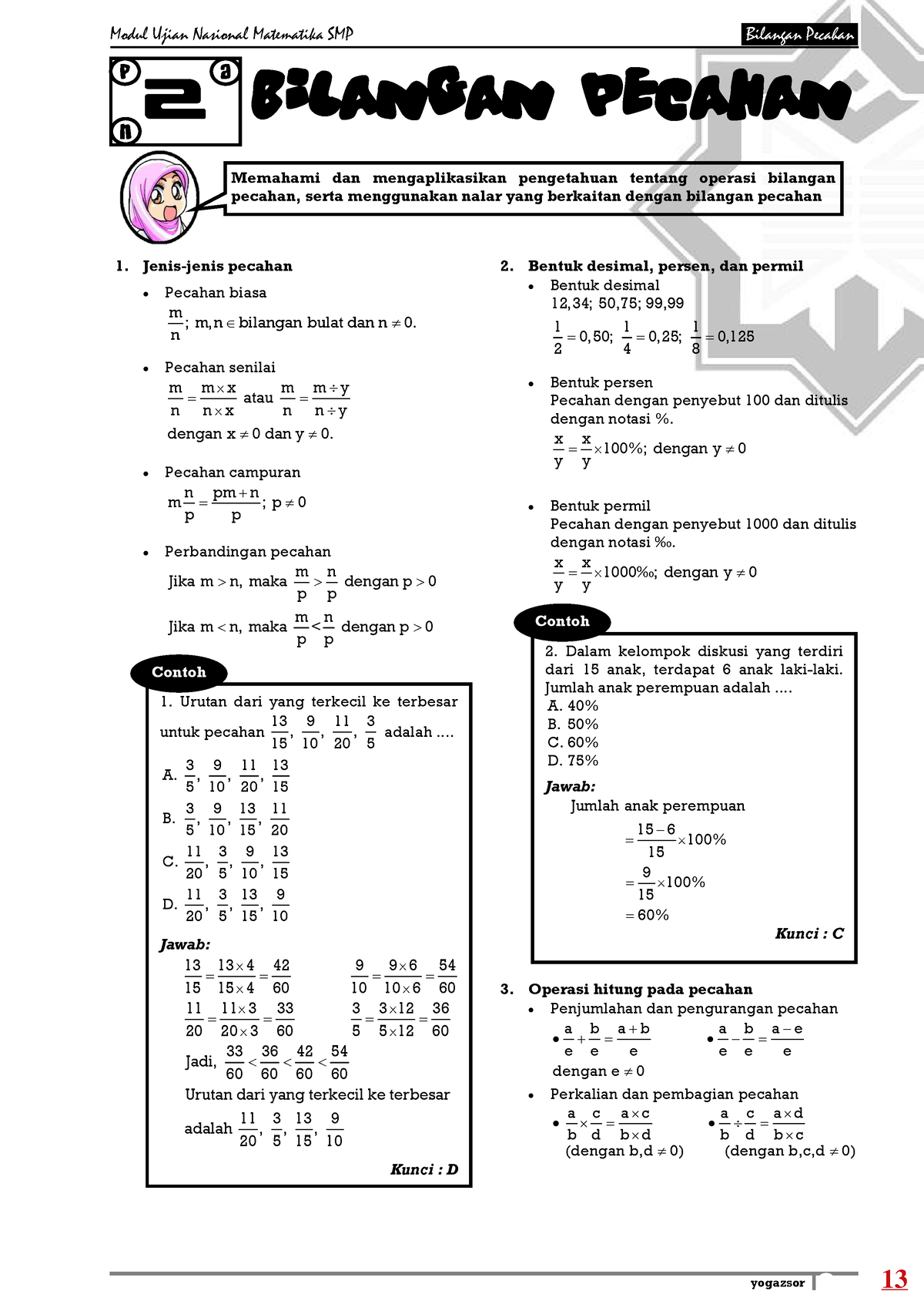 2. Bilangan Pecahan - Jenis-jenis Pecahan Pecahan Biasa M ; M,n ...